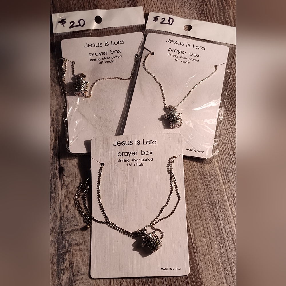 NWT! Sterling Silver Plated Prayer Box Necklace (3 Available)